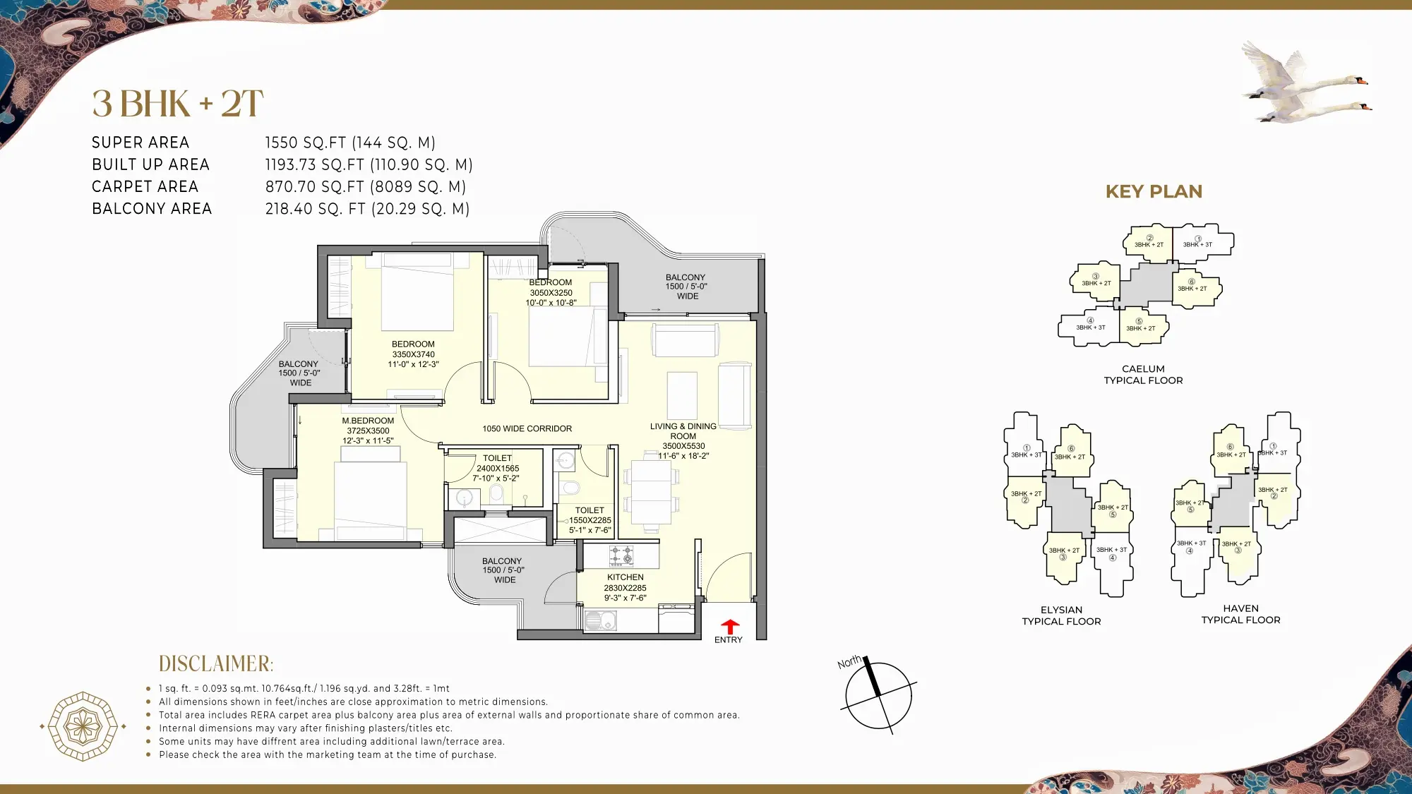 3 BHK + 2T