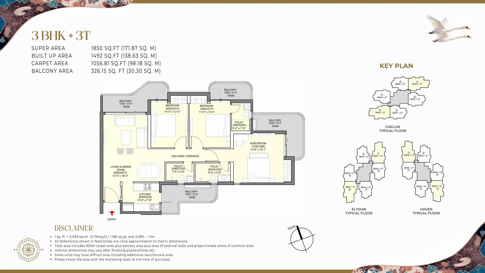 3 BHK + 3T